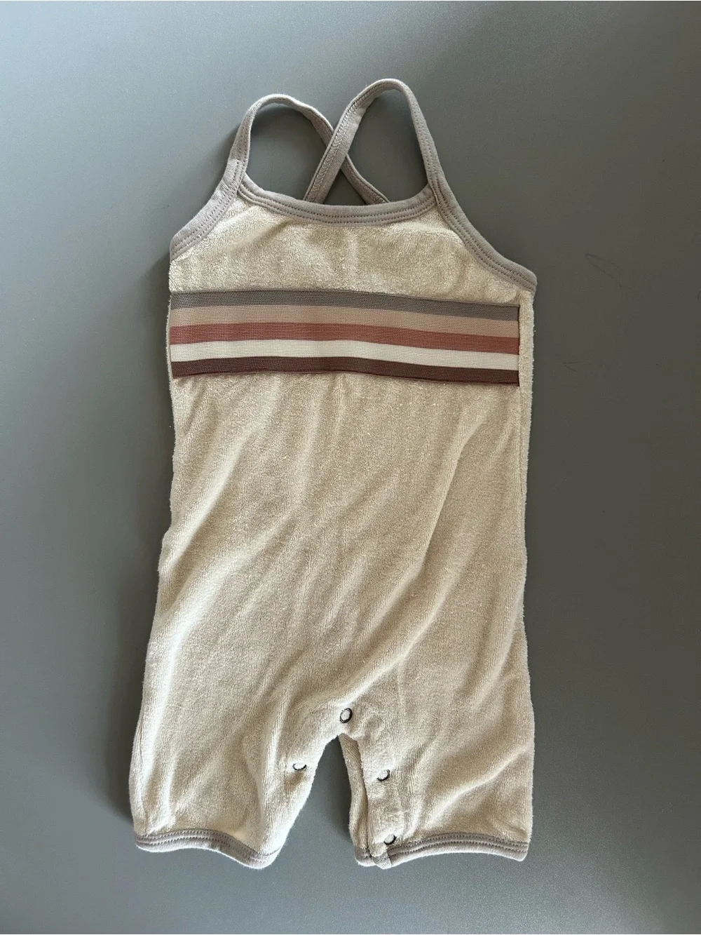 L’oved Baby Girls Cream Neutral Minimalist Terrycloth Retro Romper - 9-12 months